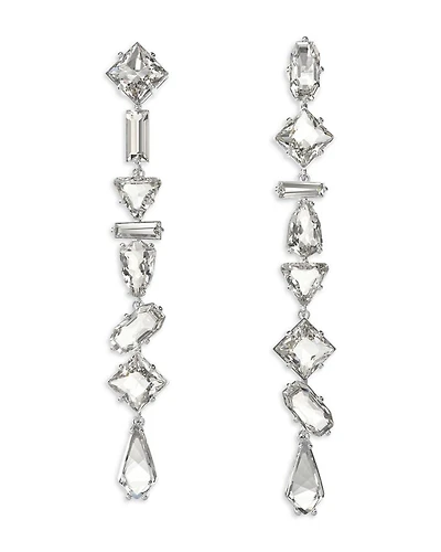 Mesmera Mixed Cut Linear Drop Earrings in Rhodium Plated