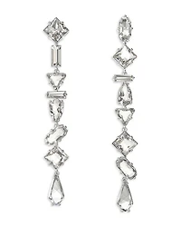 Mesmera Mixed Cut Linear Drop Earrings in Rhodium Plated