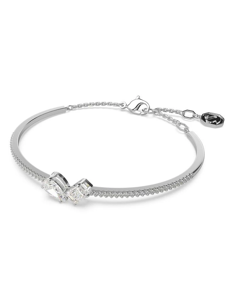 Mesmera Mixed Cut Bangle Bracelet in Rhodium Plated