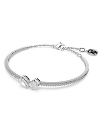 Mesmera Mixed Cut Bangle Bracelet in Rhodium Plated