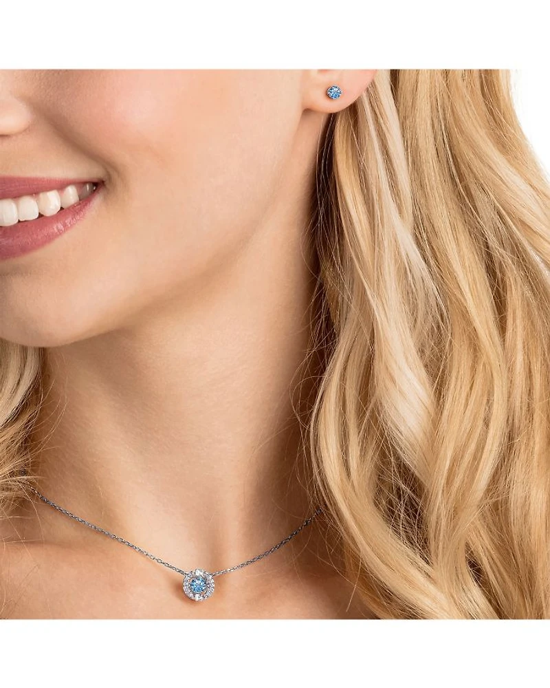 Una Pavé Pendant Necklace & Stud Earrings Set