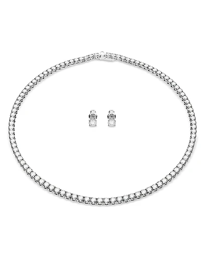Swarovski Matrix Tennis Necklace & Stud Earrings Set