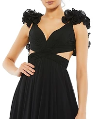 Ruffle Tiered Cut-Out Chiffon Gown