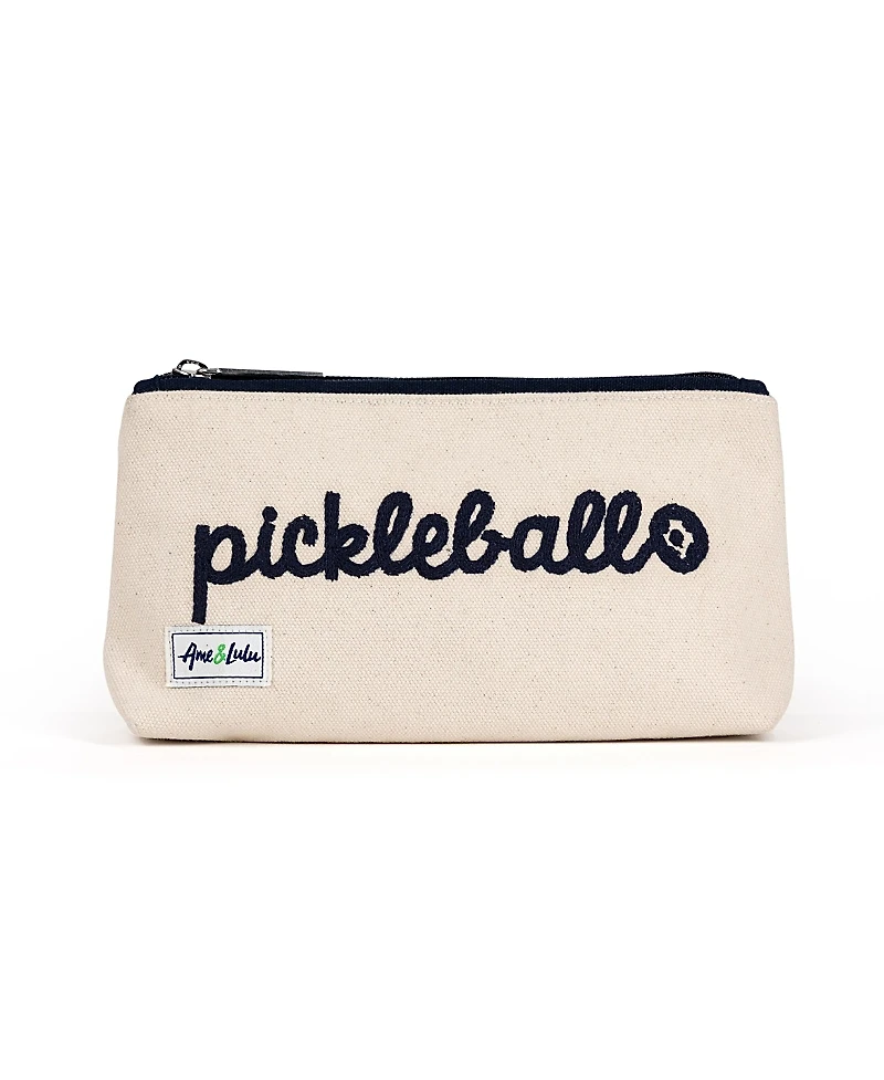 Ame & Lulu Pickleball Stitched Brush it Off Cosmetic Case