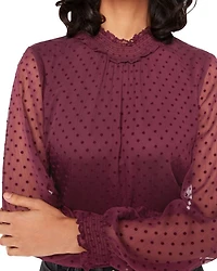 Dobby Velvet Shirred Top