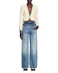 Bead Trim Cropped Tweed Jacket