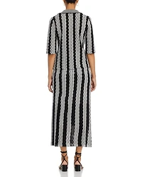Pointelle Intarsia Knit Midi Skirt