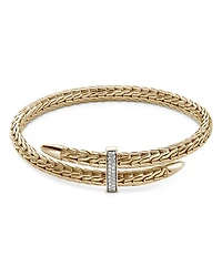 14K Yellow Gold Spear Diamond Woven Cuff Bracelet