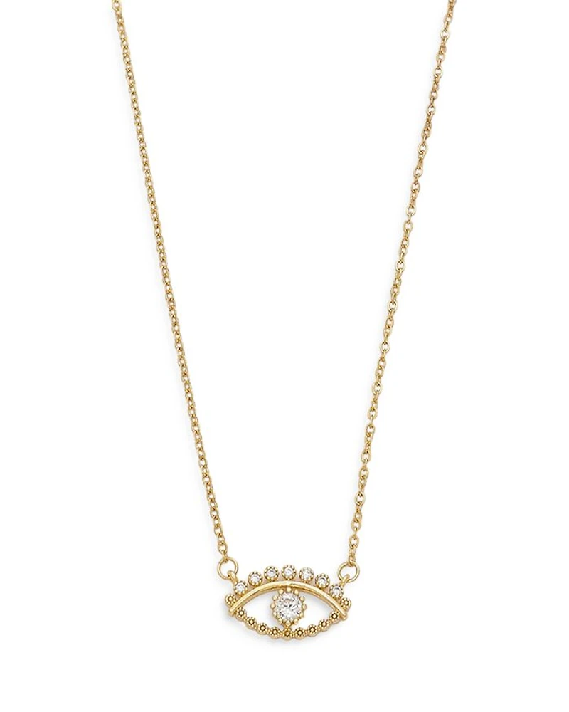 All Knowing Eye Crystal & 18k Gold Plated Necklace, 16" + 5" extender