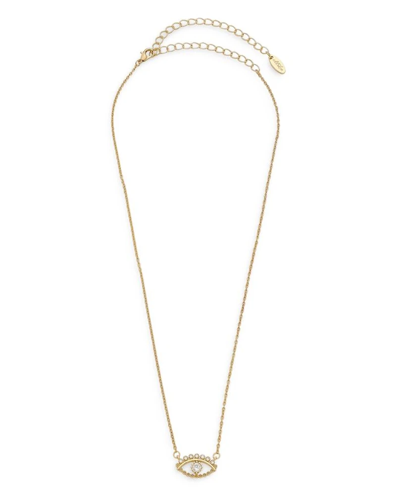 All Knowing Eye Crystal & 18k Gold Plated Necklace, 16" + 5" extender