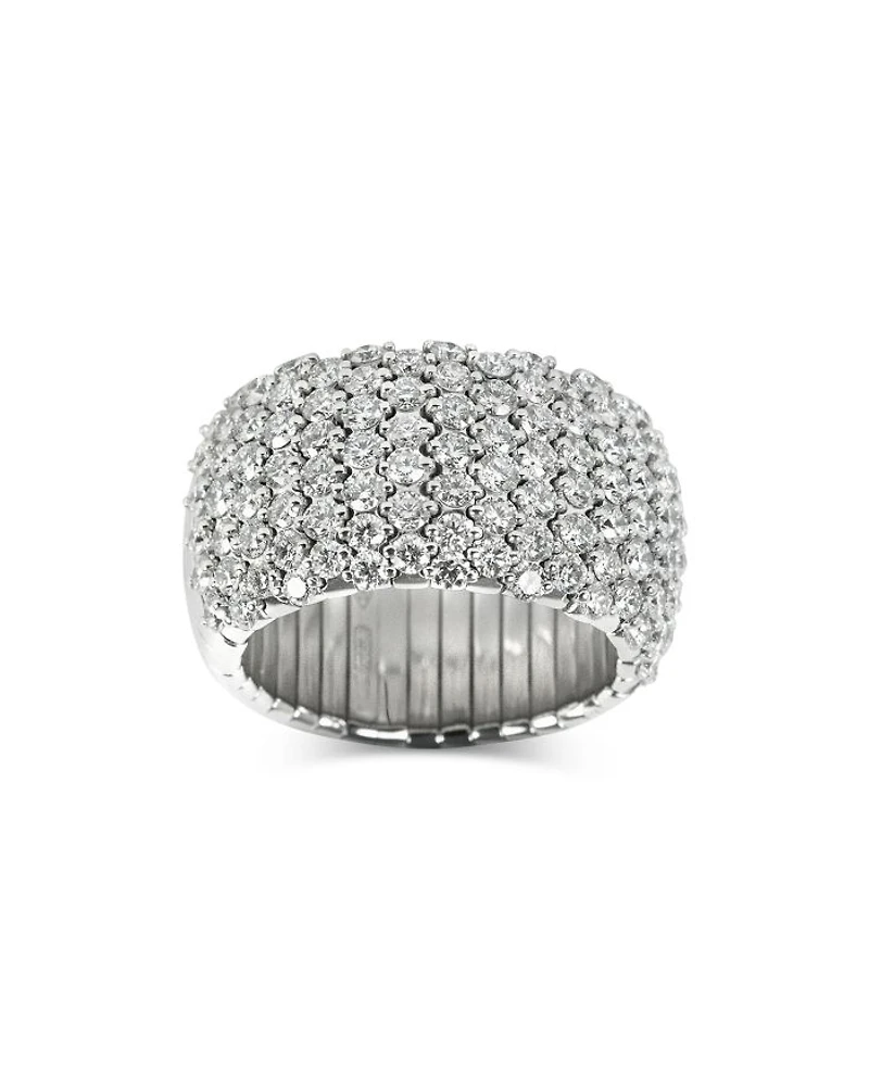 18K White Gold Diamond Domed Wide Stretch Ring