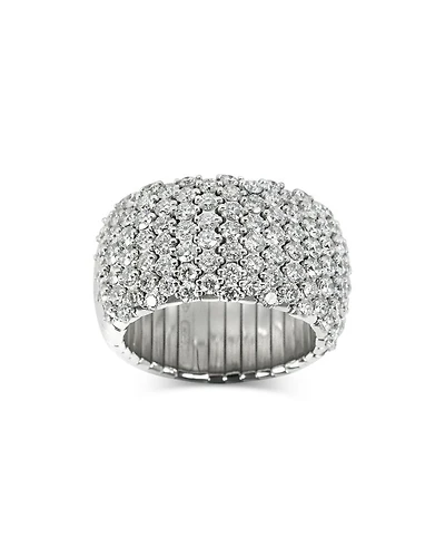 18K White Gold Diamond Domed Wide Stretch Ring