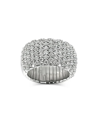 Zydo 18K White Gold Diamond Domed Wide Stretch Ring