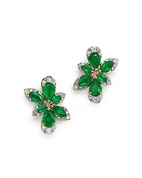 Bloomingdale's Fine Collection Emerald & Diamond Flower Stud Earrings