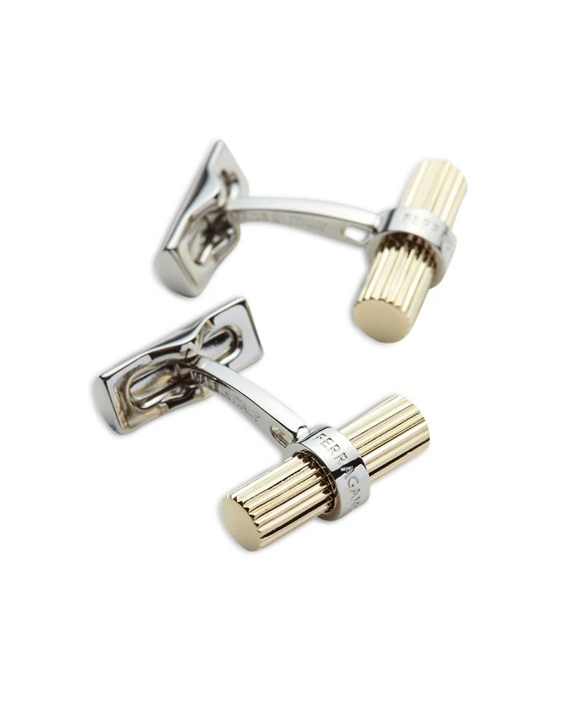 Men's Two Tone Cylindrical Cufflinks