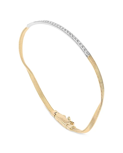 Marco Bicego 18K White & Yellow Gold Marrakech Diamond Twist Bangle Bracelet