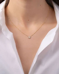 14K Yellow Gold Diamond Star of David Pendant Necklace, 16-18"