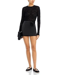 Puckered Lace Long Sleeve Top - Exclusive