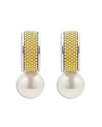 18K Yellow Gold & Sterling Silver Luna Cultured Freshwater Pearl Half Hoop Earrings
