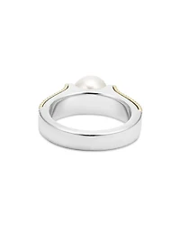 18K Yellow Gold & Sterling Silver Luna Cultured Freshwater Pearl Caviar Bead Ring
