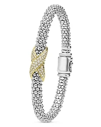 18K Yellow Gold & Sterling Silver Embrace Diamond Pavé X Caviar Bead Bracelet