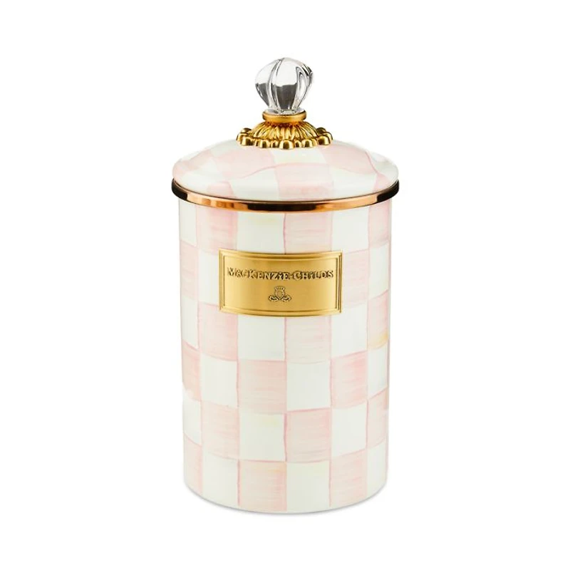Rosy Check Enamel Canister, Large