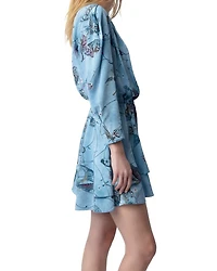 Rogers Silk Butterfly Print Dress