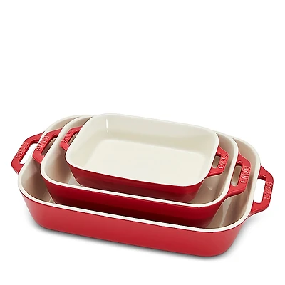 Staub 3 Pc Rectangular Stoneware Bakers Set