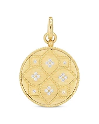 18K Yellow Gold Venetian Princess Medallion White Diamond Pendant, 0.25 tcw