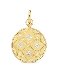 Roberto Coin 18K Yellow Gold Venetian Princess Medallion White Diamond Pendant, 0.25 tcw