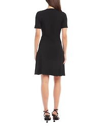 Petites Short Sleeve A Line Dress