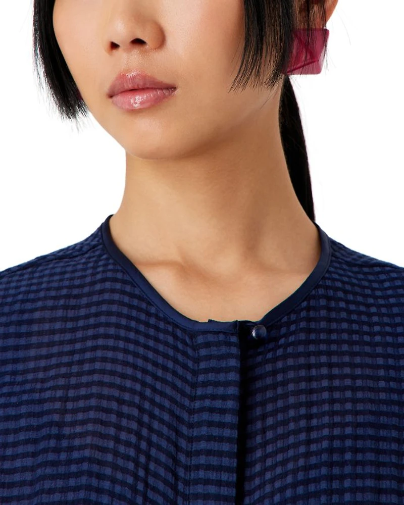 Seersucker Drawstring Hem Jacket