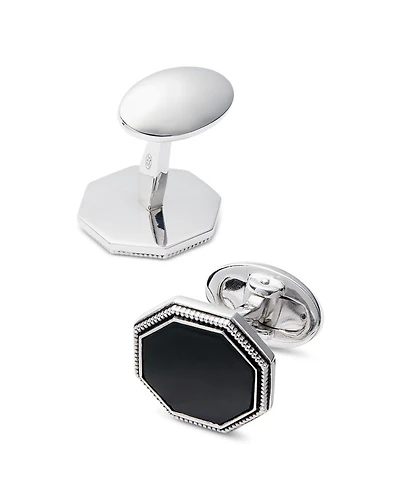 Octagon Sterling Silver & Onyx Cufflinks