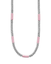 Lagos Sterling Silver Pink Caviar Pink Ceramic Bead Station Necklace