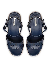 Women's Jasmine Flower Detail Espadrille Wedge Platform Sandals