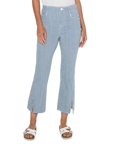 Gia Glider High Rise Crop Flare Leg Jeans Chambray Stripe