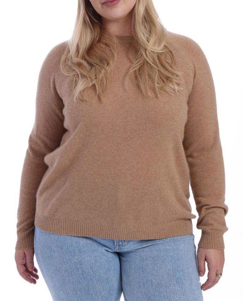 Plus Cashmere Long Sleeve Shrunken Crew Sweater