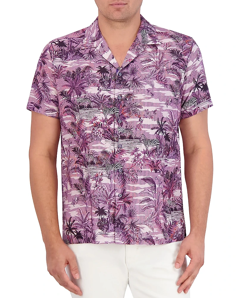 Robert Graham Makara Linen & Cotton Classic Fit Button Down Camp Shirt