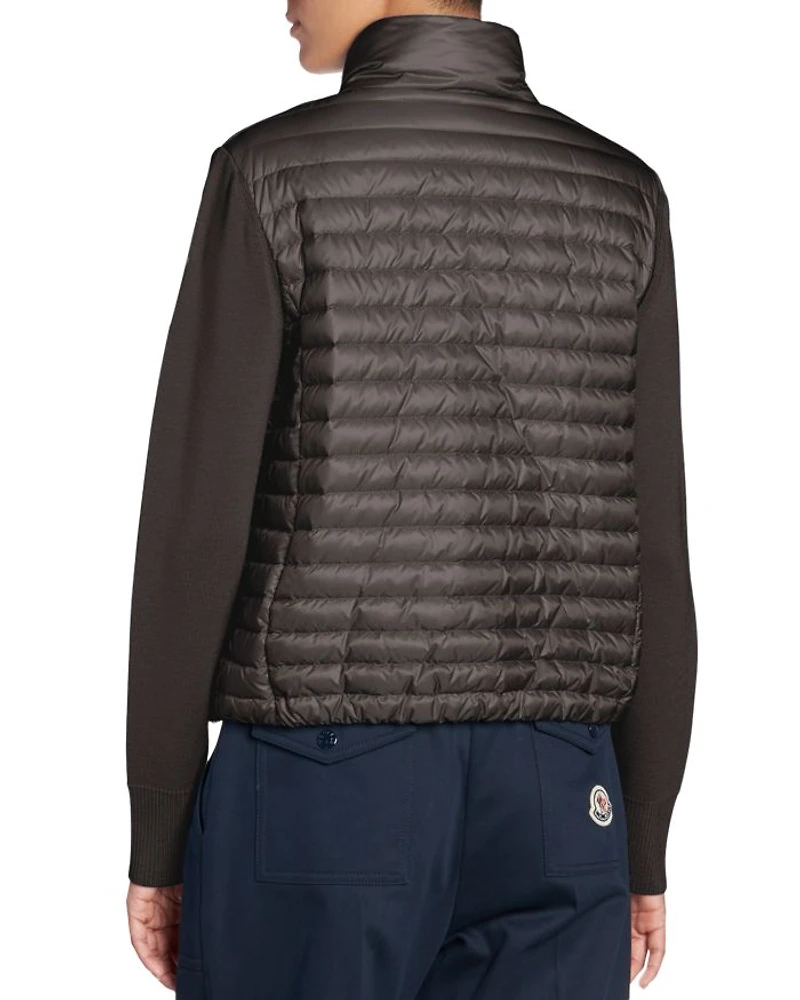 Quilted Wool Puffer Cardigan