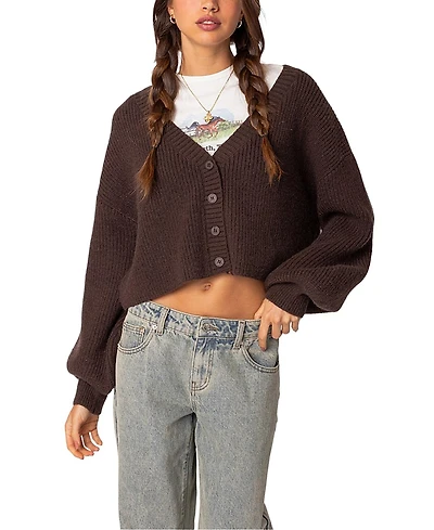 Edikted Sabrina Chunky Knit Cropped Cardigan