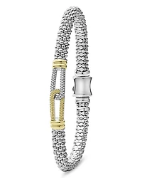 18K Yellow Gold & Sterling Silver Caviar Lux Diamond Interlocking Loop Bead Clip Bracelet - Exclusive