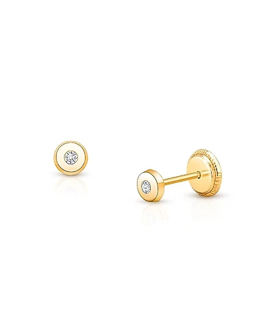 Tiny Blessings Girls' 14K Gold Little Darling Genuine Diamond Stud Earrings - Baby, Little Kid, Big Kid