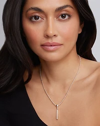 Sterling Silver Caviar Spark Diamond Stick Pendant Necklace, 16"