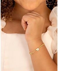 Children's 14K Gold Dainty Heart & Engraved Initial Girls' 5.25" Bracelet