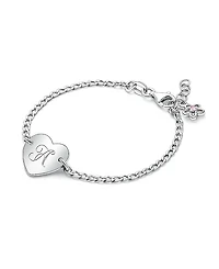 Tiny Blessings Children's Sterling Silver Lovely Heart Id Bracelet & Engraved Initial Girls' 6"