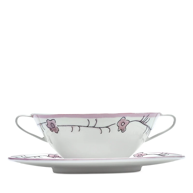 Serax Marni Dark Viola Soup Bowl with Handles & Saucer