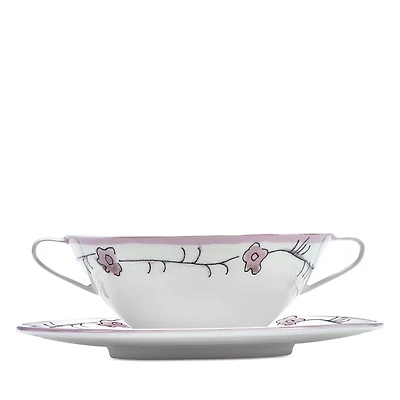 Serax Marni Dark Viola Soup Bowl with Handles & Saucer