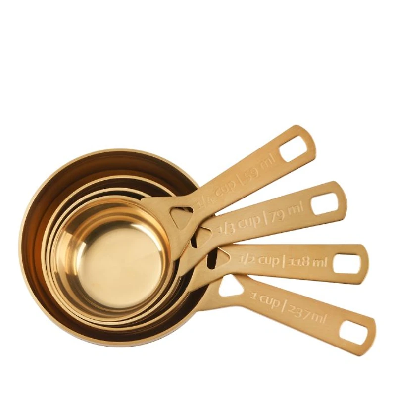 Stainless Steel Gold Tone Measuring Cups, Set of 4
