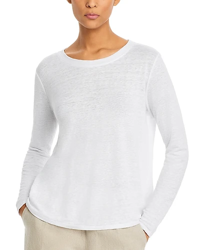 Eileen Fisher Linen Crewneck Long Sleeve Tee