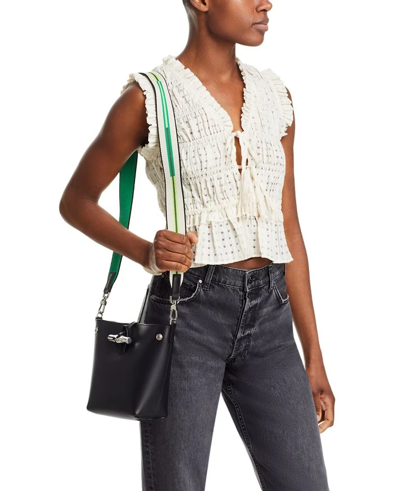 Roseau XS Leather Crossbody Bucket Bag